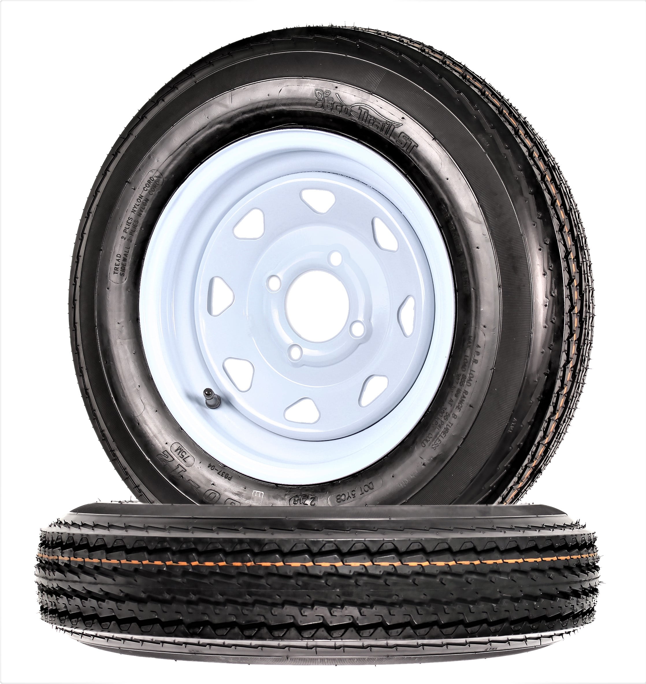 Buy Cheap 2-Pack Trailer Tires On White Wheel Rims 530-12 5.30-12 5.30 x 12 Load C 4 Lug