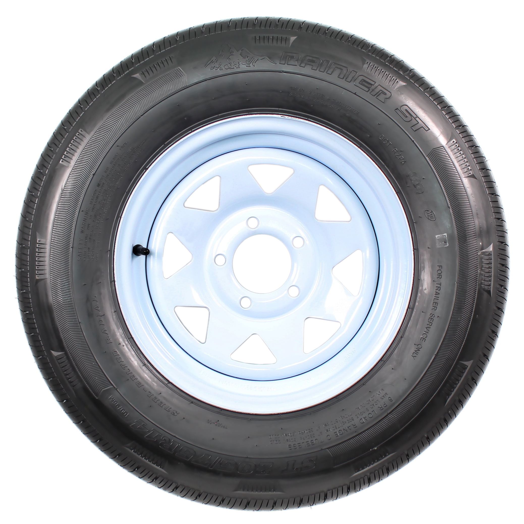 Buy Cheap eCustomrim Radial Trailer Tire On Rim ST205/75R14 Load C 5 Lug White Spoke Wheel